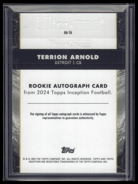 2024 Topps Inception #RA-TA Terrion Arnold Rookie Autographs Gold #/25