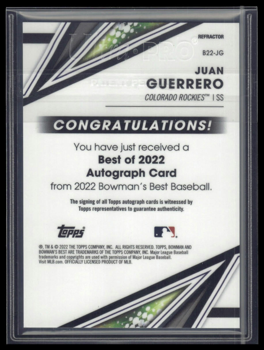 2022 Bowman's Best #B22-JG Juan Guerrero Best of 2022 Autographs
