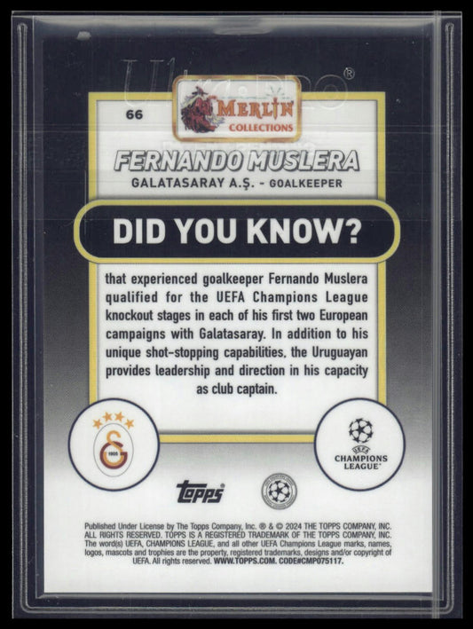 2023-24 Merlin UEFA Club Competitions #66 Fernando Muslera Aqua Refractor #/199