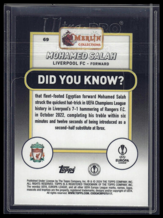 2023-24 Merlin UEFA Club Competitions #69 Mohamed Salah Atomic Refractor #/250