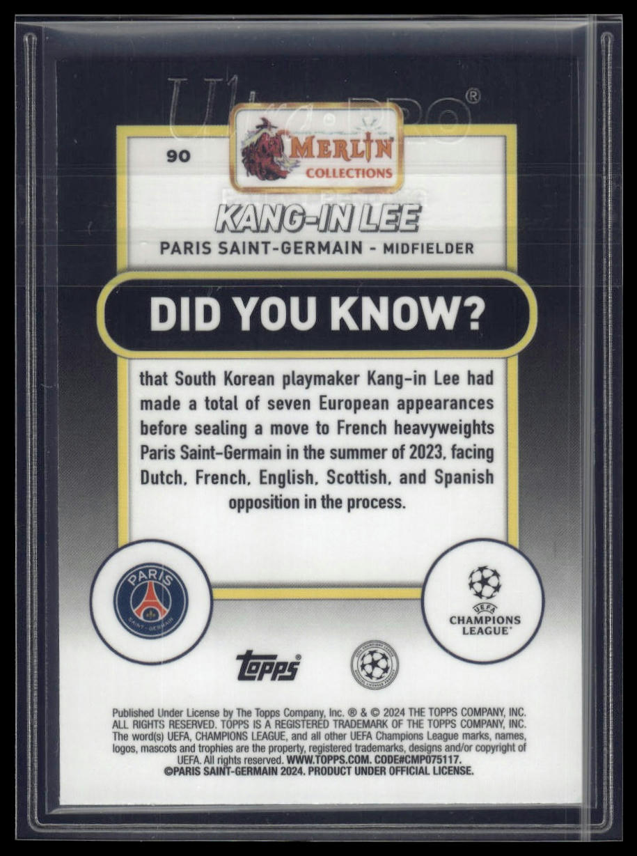 2023-24 Merlin UEFA Club Competitions #90 Kang-in Lee Speckle Refractor #/150