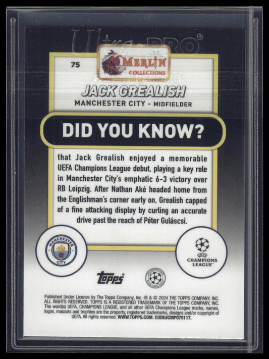 2023-24 Merlin UEFA Club Competitions #75 Jack Grealish Atomic Refractor #/250
