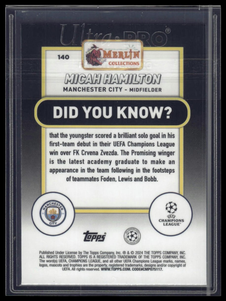 2023-24 Merlin UEFA Club Competitions #140 Micah Hamilton Speckle /150
