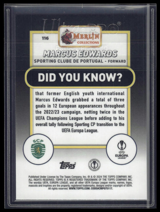 2023-24 Merlin UEFA Club Competitions #116 Marcus Edwards Yellow Shimmer /175