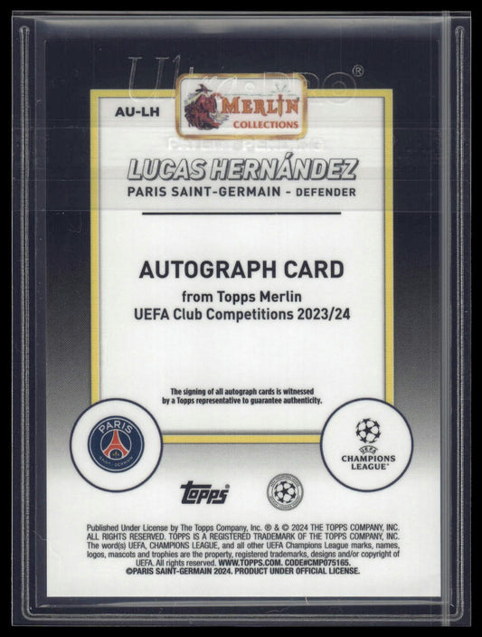 2023-24 Merlin UEFA Club Competitions #AU-LH Lucas Hernández Auto Wave /150