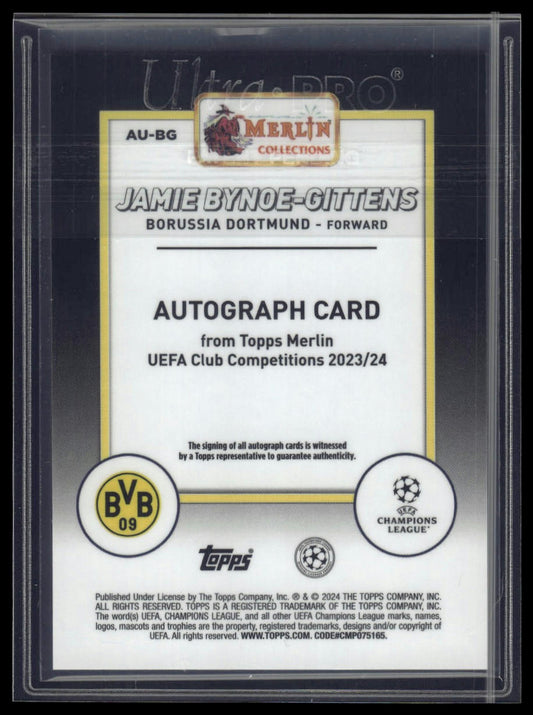 2023-24 Merlin UEFA Club Competitions #AU-BG Jamie Bynoe-Gittens Auto Gold /50