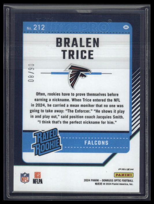 2024 Donruss Optic #212 Bralen Trice Pink Velocity #/80