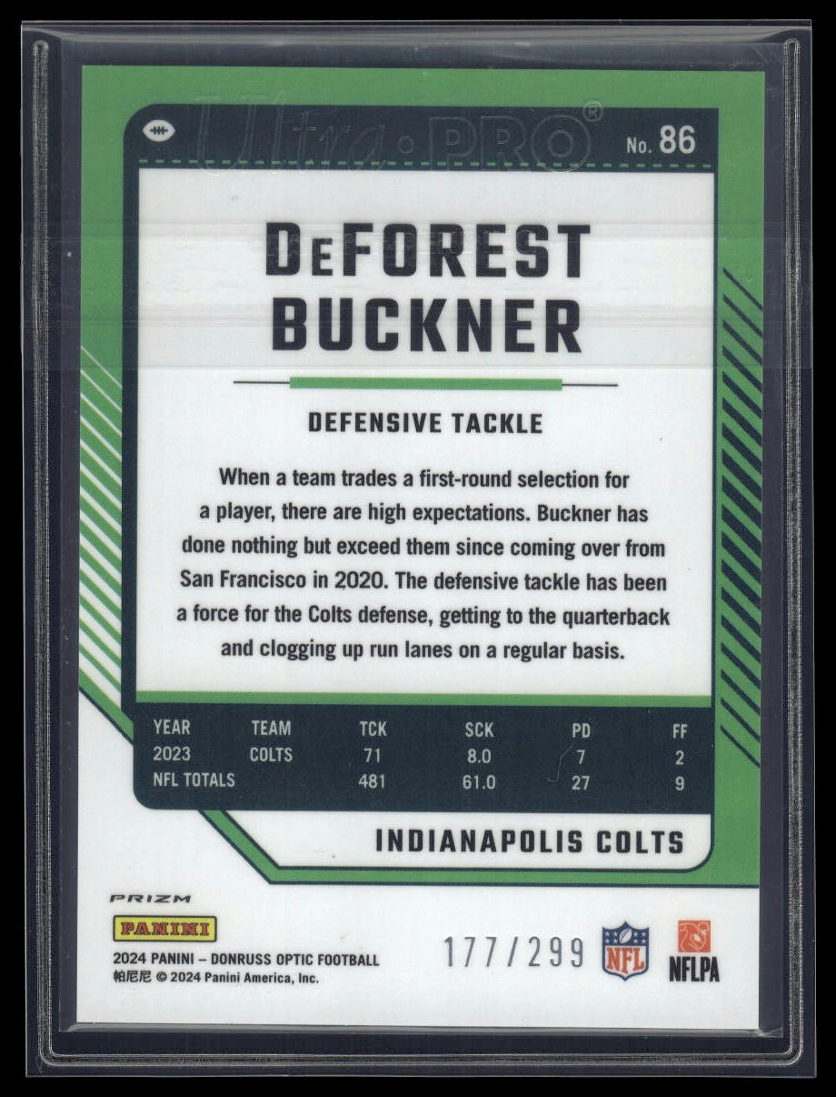 2024 Donruss Optic #86 DeForest Buckner Aqua #/299