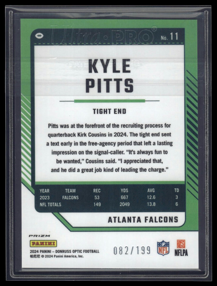 2024 Donruss Optic #11 Kyle Pitts Blue #/199