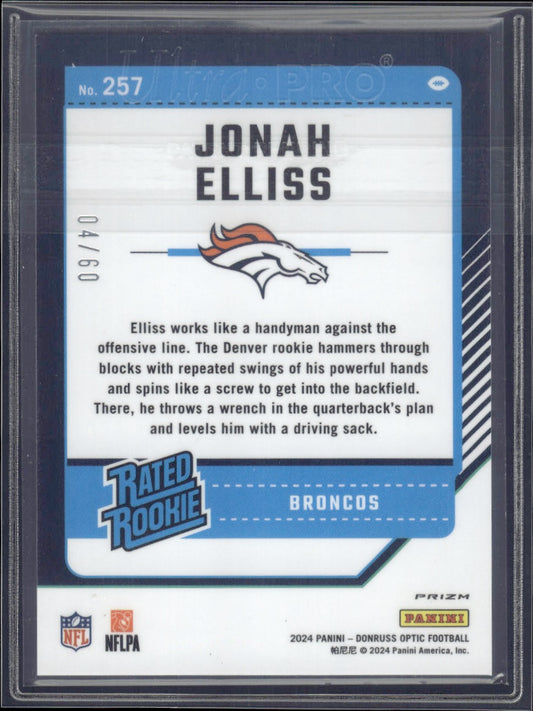 2024 Donruss Optic #257 Jonah Elliss Purple #/60