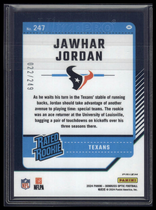 2024 Donruss Optic #247 Jawhar Jordan Orange #/249
