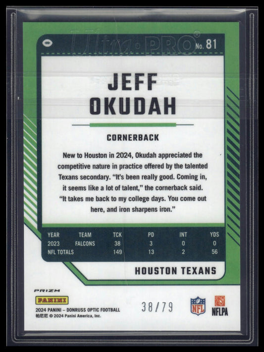 2024 Donruss Optic #81 Jeff Okudah Orange Scope #/79