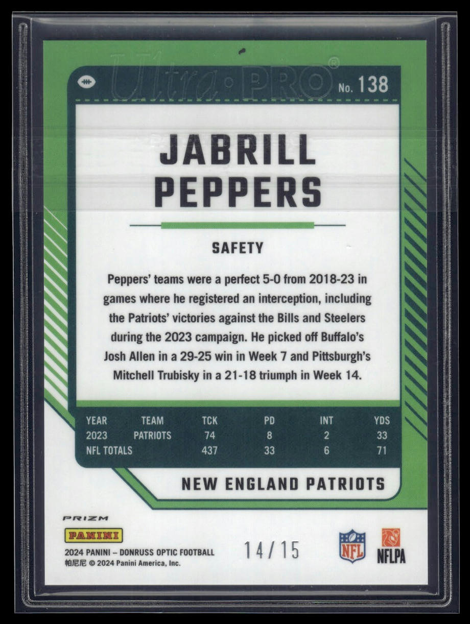2024 Donruss Optic #138 Jabrill Peppers Ice #/15