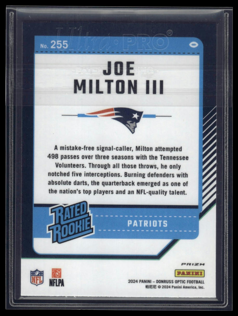 2024 Donruss Optic #255 Joe Milton III Red Hyper