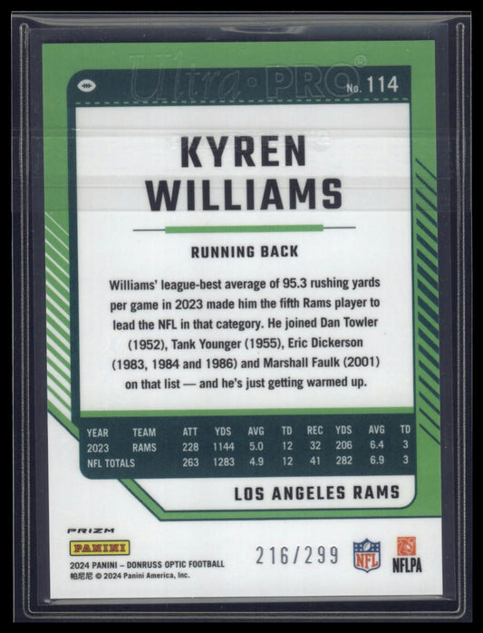 2024 Donruss Optic #114 Kyren Williams Aqua #/299