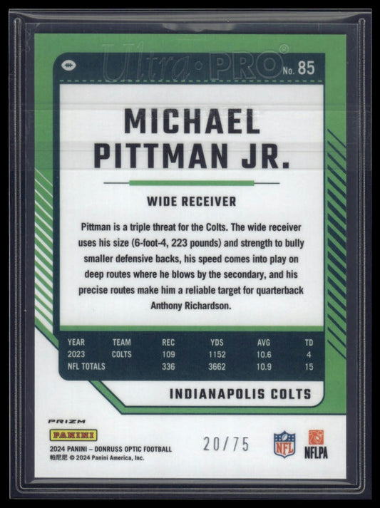 2024 Donruss Optic #85 Michael Pittman Jr. Electricity #/75