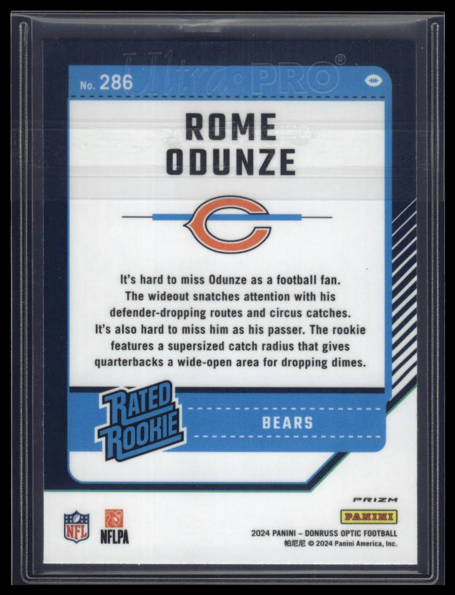 2024 Donruss Optic #286 Rome Odunze Purple Shock