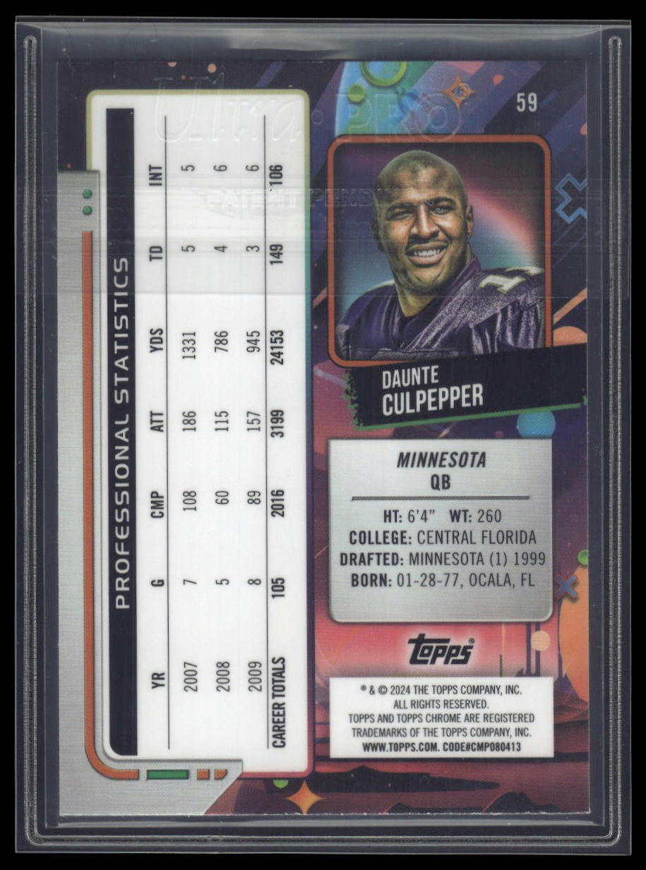 2024 Topps Chrome Cosmic #59 Daunte Culpepper Purple Nebula Refractors #/150