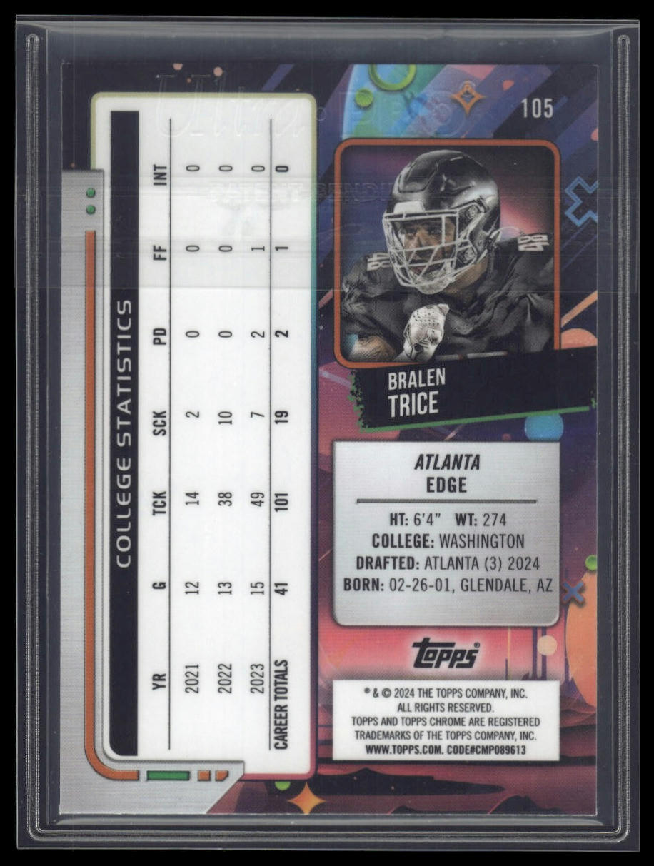 2024 Topps Chrome Cosmic #105 Bralen Trice Blue Moon Refractors #/99