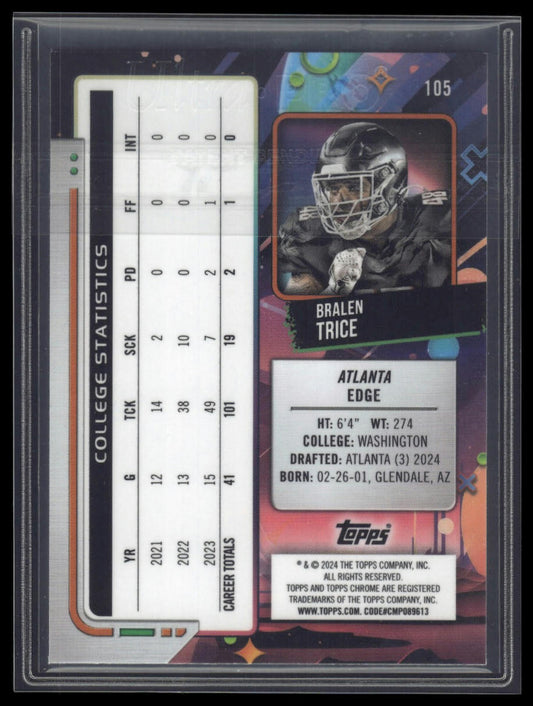 2024 Topps Chrome Cosmic #105 Bralen Trice Blue Moon Refractors #/99