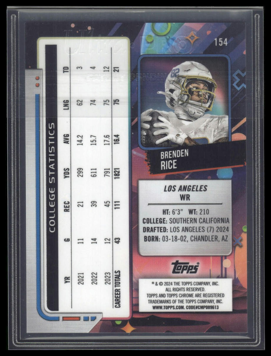 2024 Topps Chrome Cosmic #154 Brenden Rice Red Flare Refractors #/5
