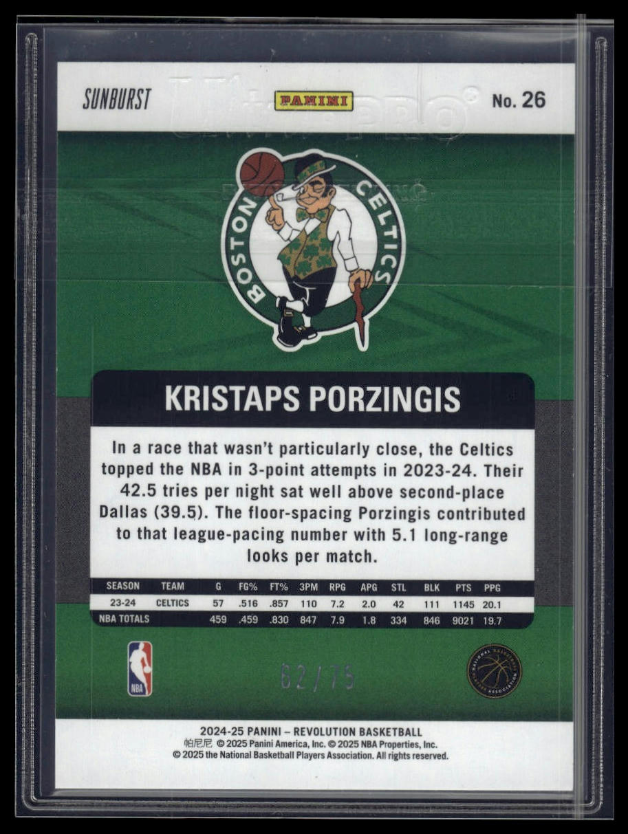 2024-25 Panini Revolution #26 Kristaps Porzingis Sunburst #/75