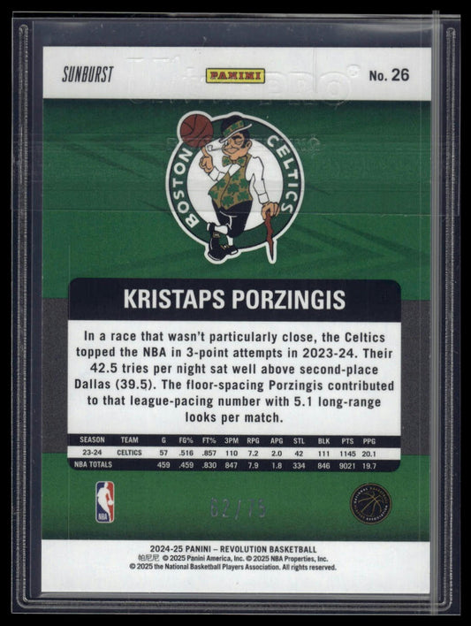 2024-25 Panini Revolution #26 Kristaps Porzingis Sunburst #/75