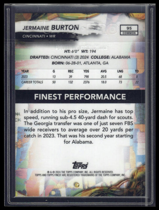 2024 Finest #95 Jermaine Burton Purple Refractor #/250