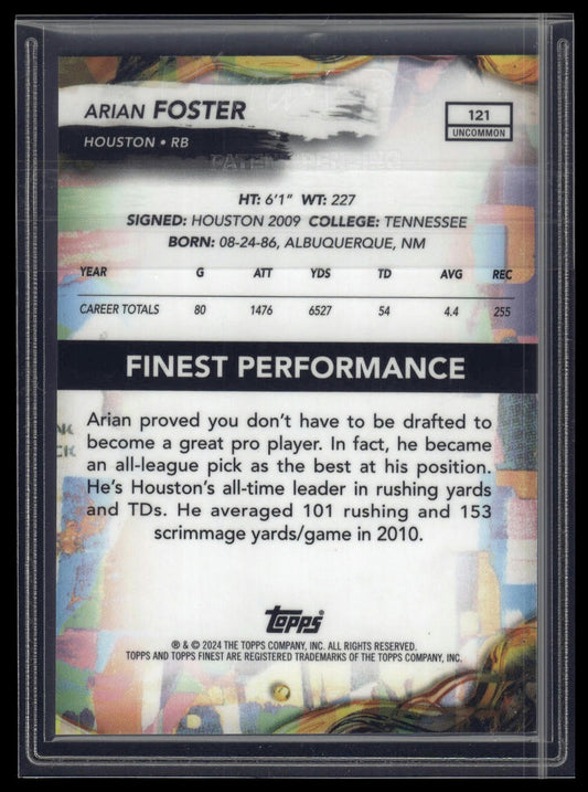 2024 Finest #121 Arian Foster Green Refractor #/35