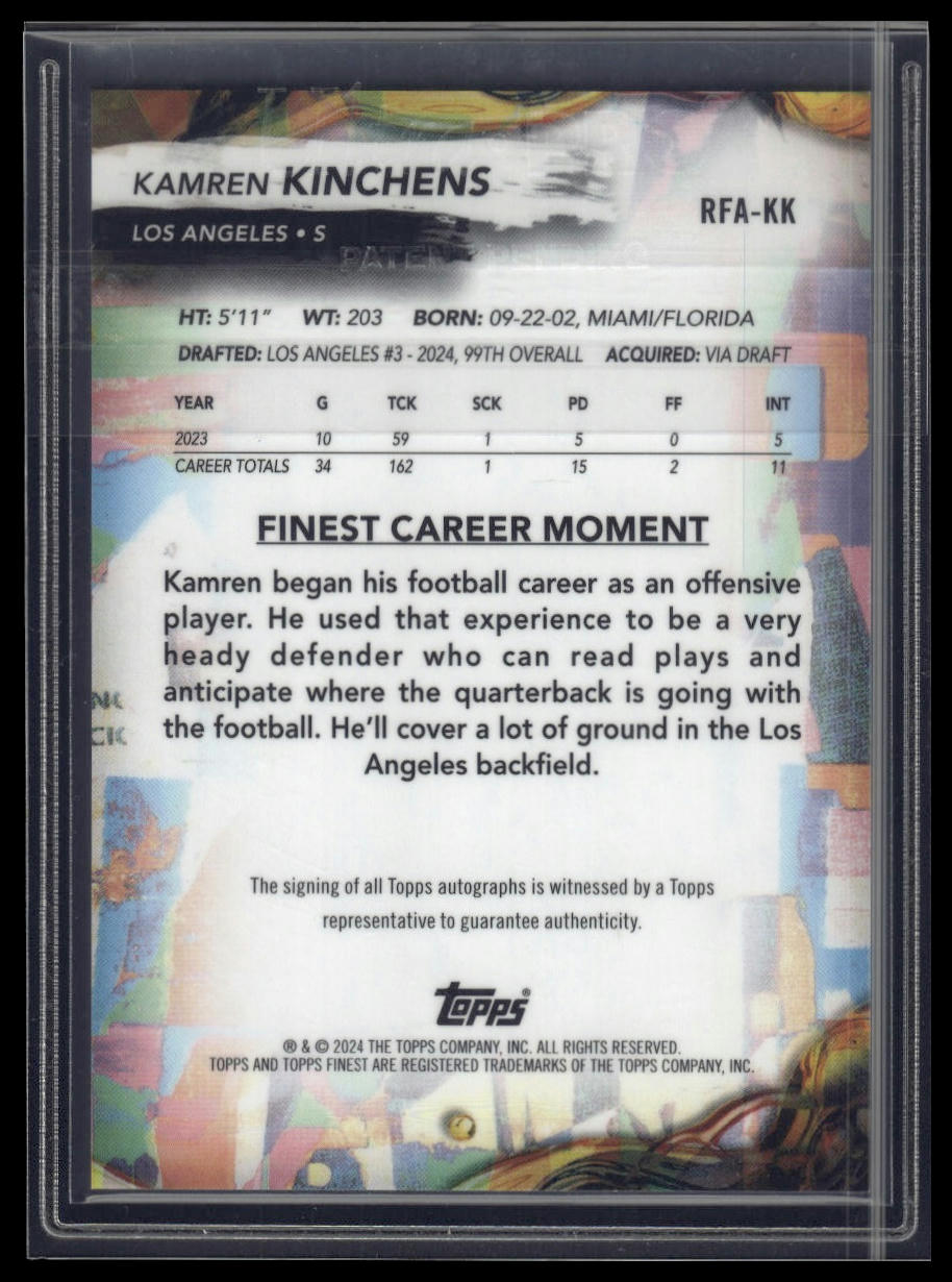2024 Finest #RFA-KK Kamren Kinchens Rookie Finest Autographs