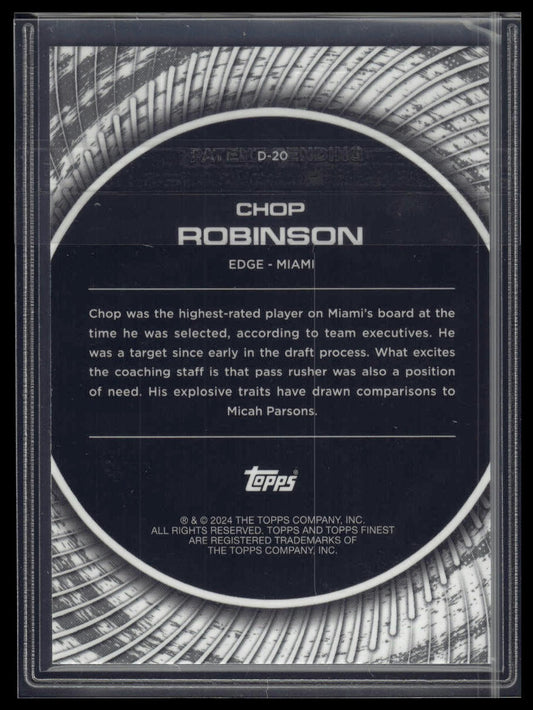 2024 Finest #D-20 Chop Robinson Debut Green Refractor #/75