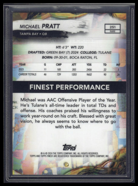 2024 Finest #251 Michael Pratt Green Refractor #/25