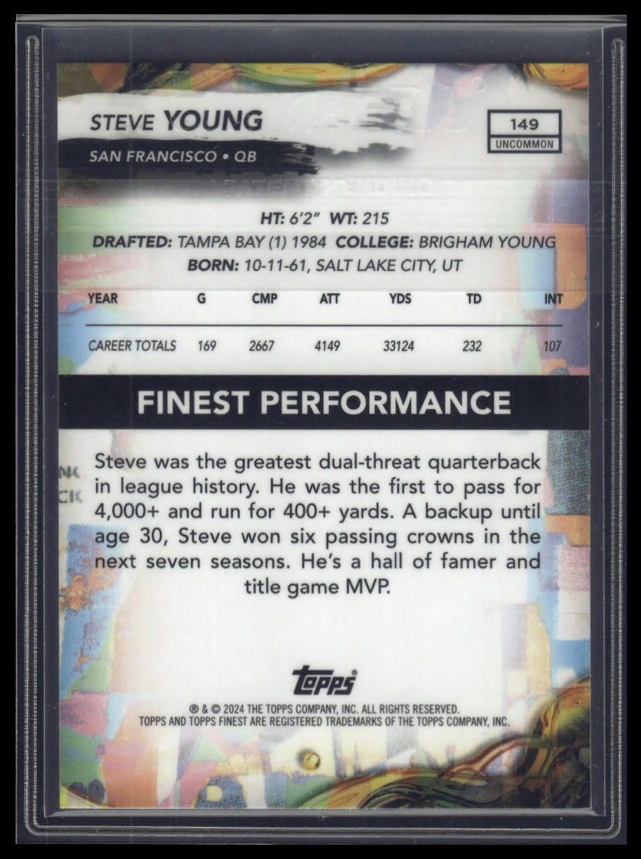 2024 Finest #149 Steve Young Purple Checkerboard Refractor #/99
