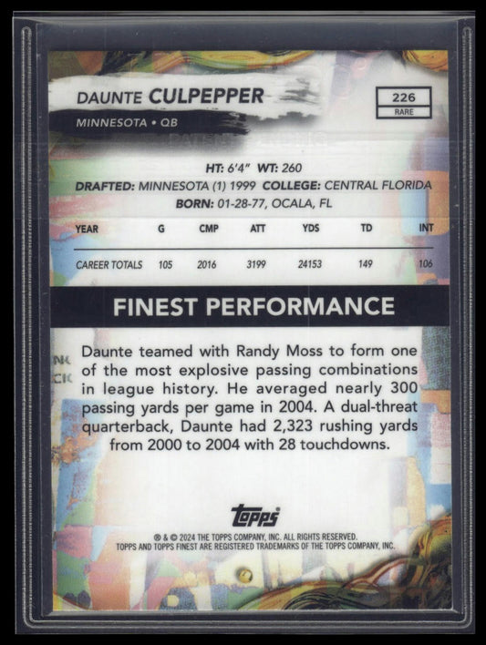 2024 Finest #226 Daunte Culpepper Sky Blue Refractor #/150