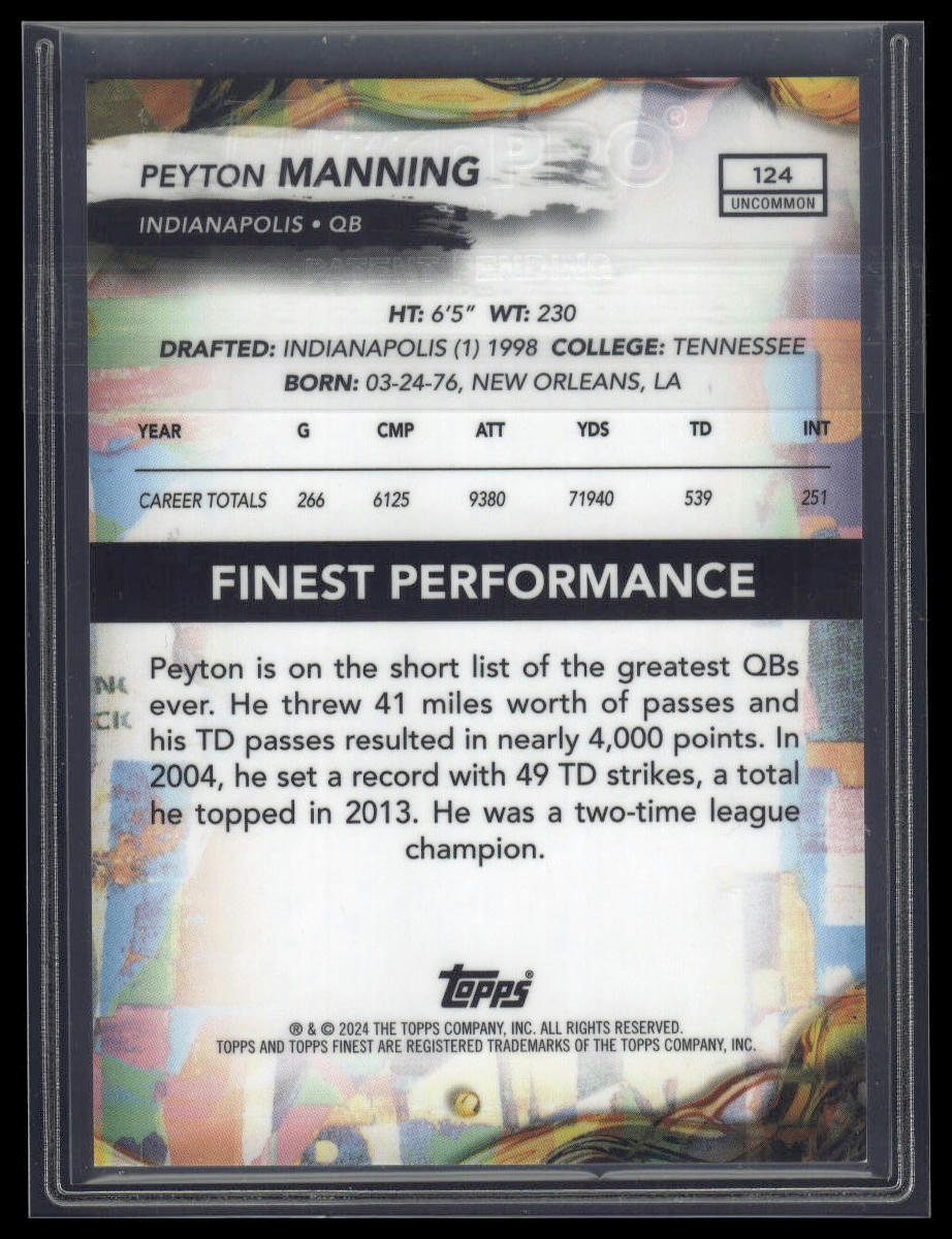2024 Finest #124 Peyton Manning Black Refractor #/20