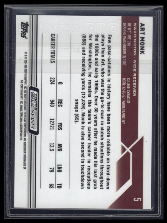 2023 Topps Composite #5 Art Monk Topps Chrome Blue Refractor #/150