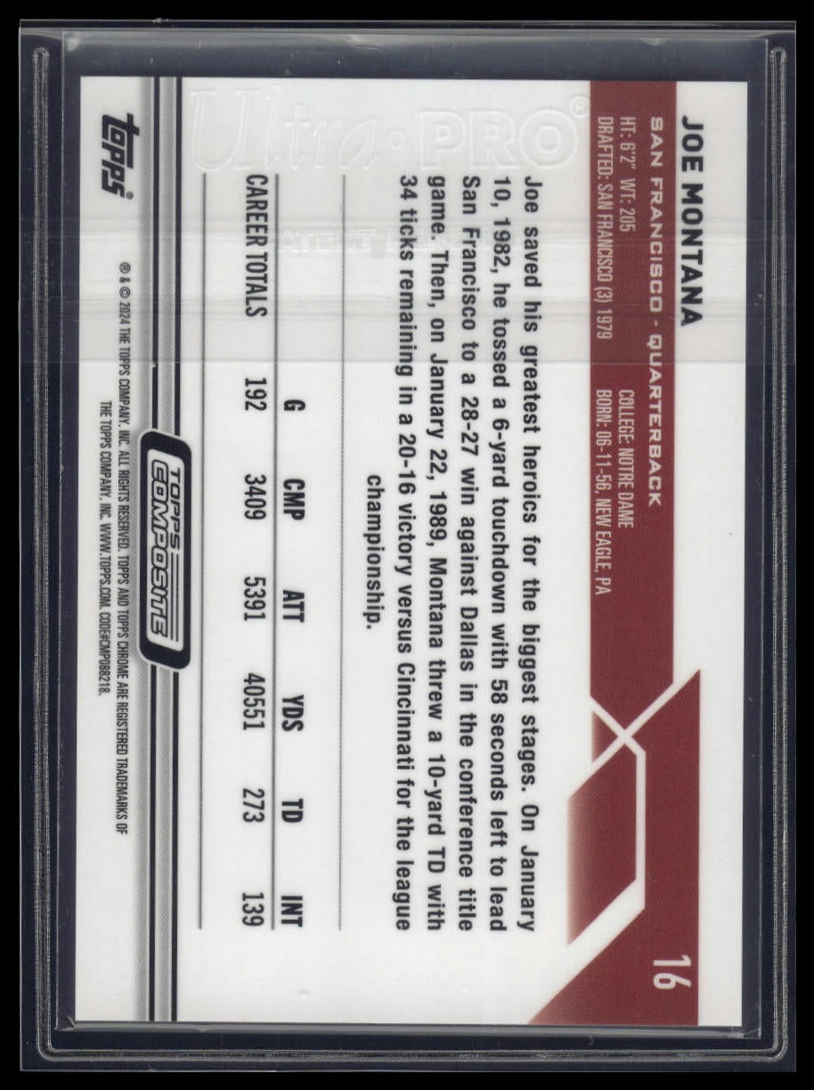 2023 Topps Composite #16 Joe Montana Topps Chrome Aqua Refractor #/199