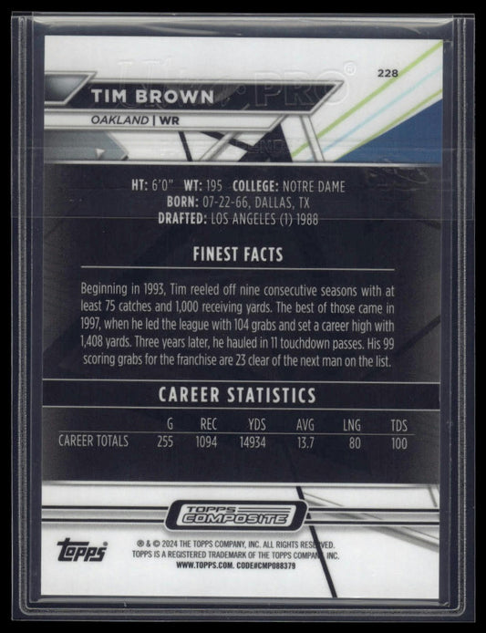 2023 Topps Composite #228 Tim Brown Finest Sky Blue Refractor #/250