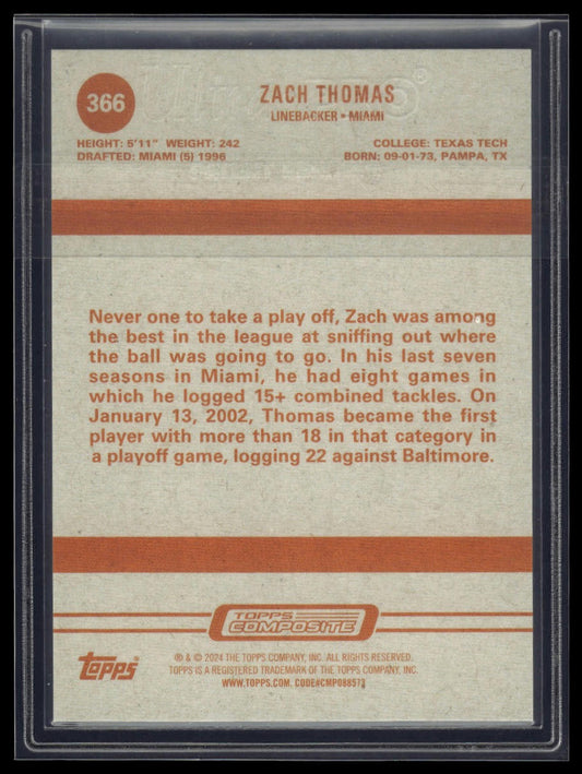 2023 Topps Composite #366 Zach Thomas Heritage/Gallery Green Rainbow #/250