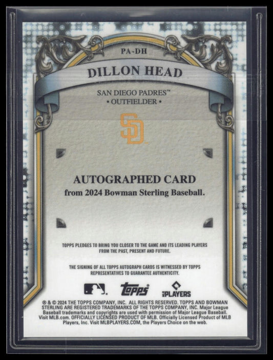 2024 Bowman Sterling #PA-DH Dillon Head Prospect Autographs