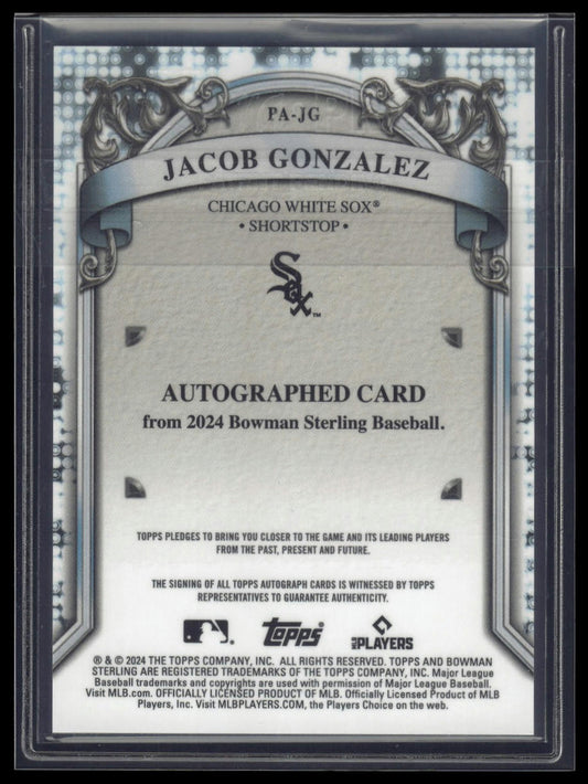 2024 Bowman Sterling #PA-JG Jacob Gonzalez Prospect Autographs