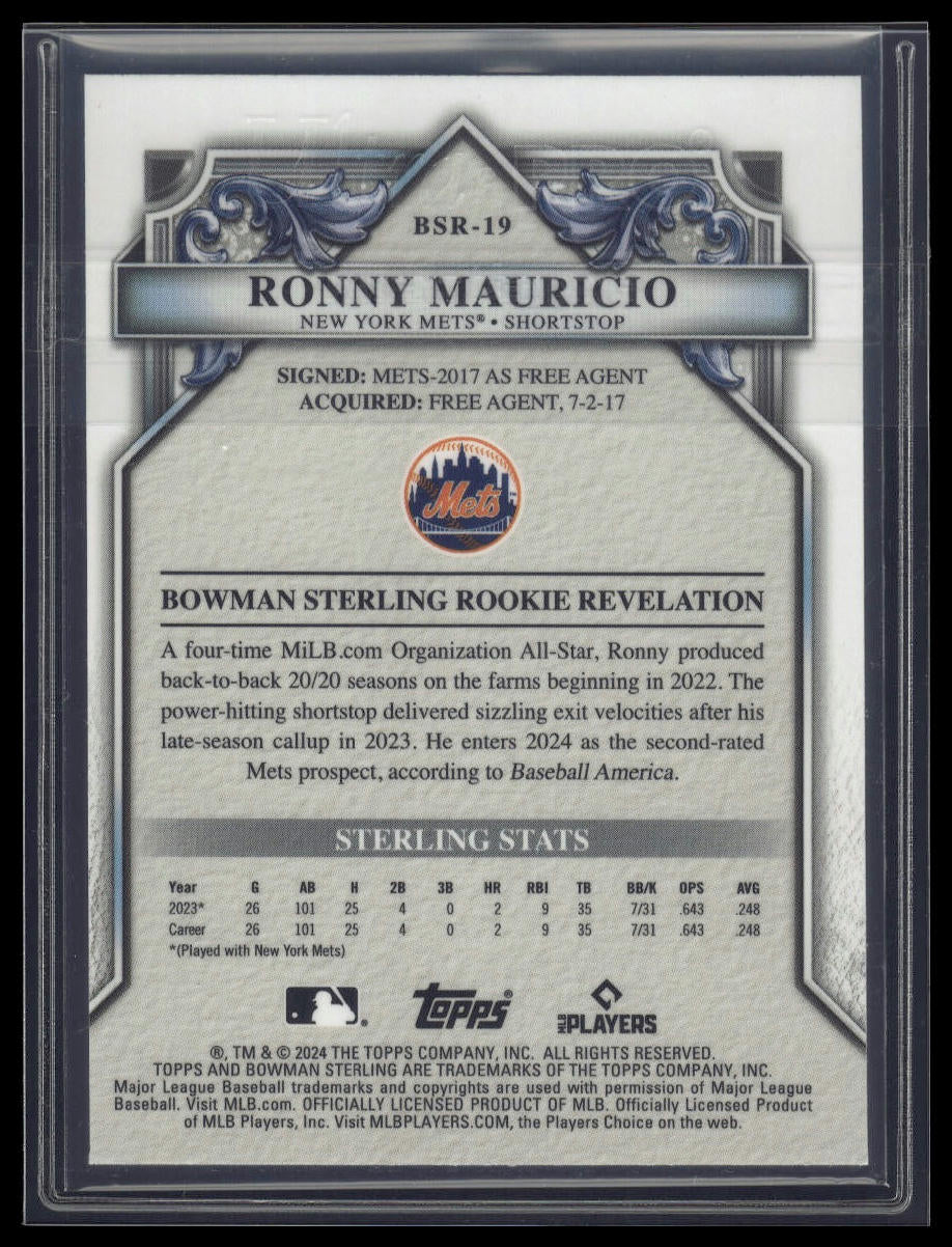 2024 Bowman Sterling #BSR-19 Ronny Mauricio Speckle Refractor #/99