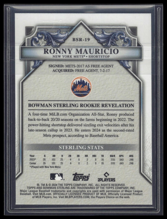 2024 Bowman Sterling #BSR-19 Ronny Mauricio Speckle Refractor #/99