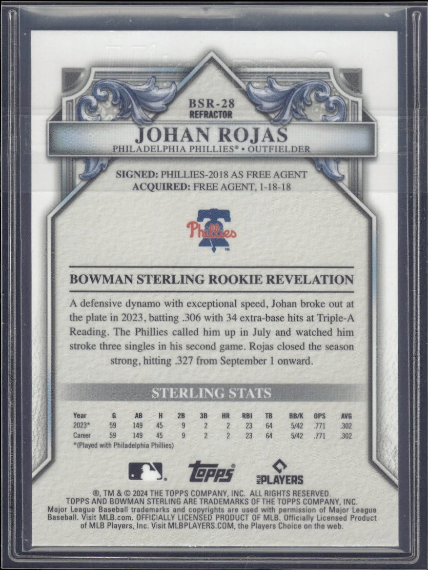 2024 Bowman Sterling #BSR-28 Johan Rojas Refractor #/199