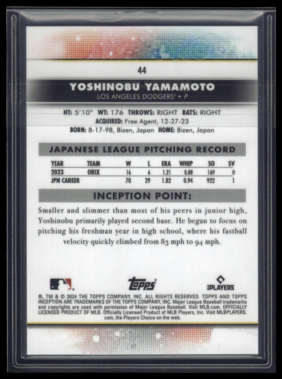 2024 Topps Inception #44 Yoshinobu Yamamoto Green