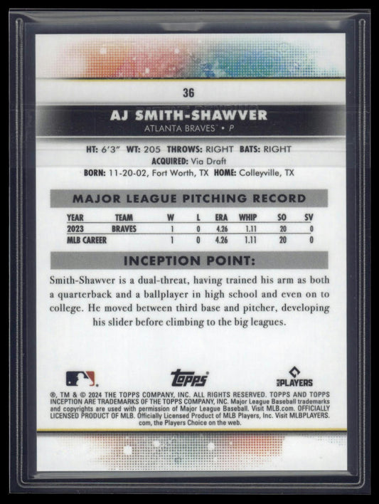 2024 Topps Inception #36 AJ Smith-Shawver Green