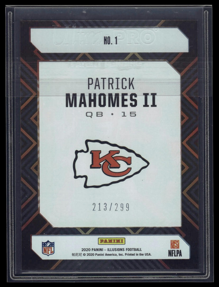 2020 Panini Illusions #1 Patrick Mahomes II Clear Shots Light Blue #/299