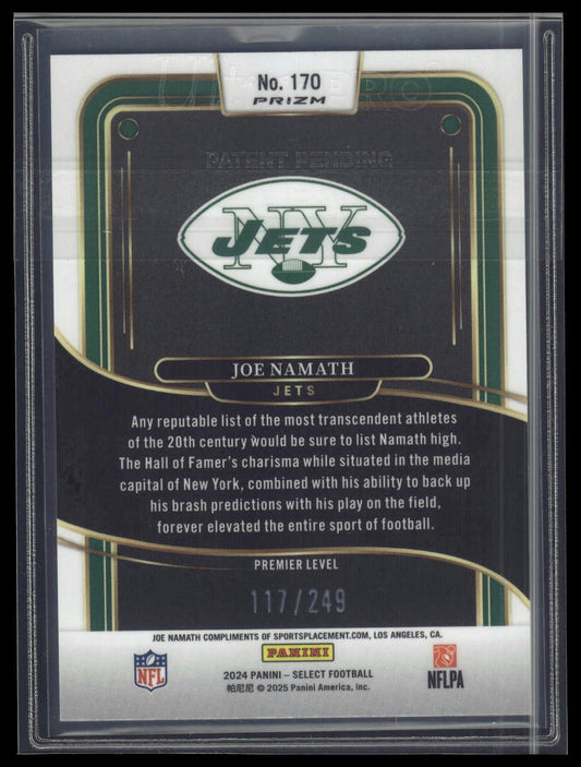 2024 Panini Select #170 Joe Namath Tri-Color Prizm #/249