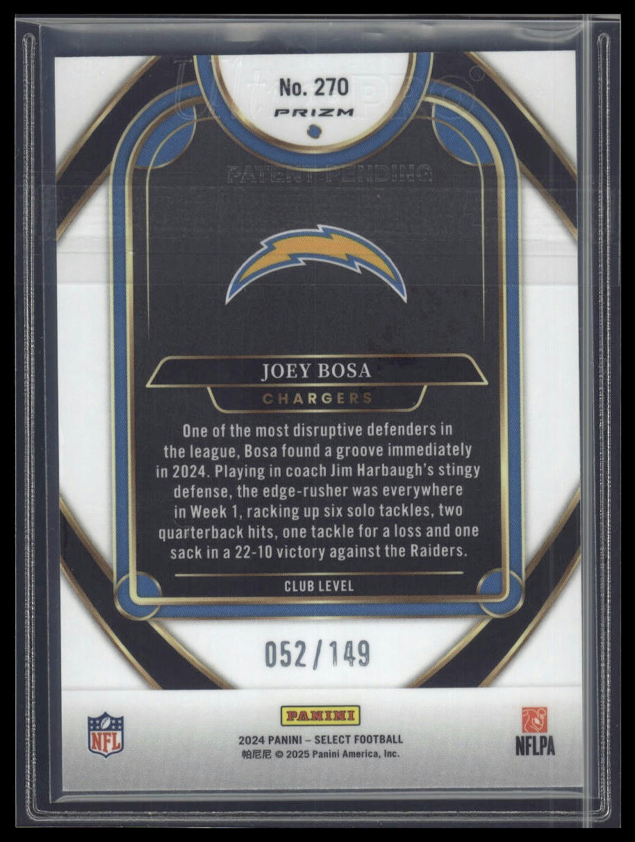 2024 Panini Select #270 Joey Bosa Tri-Color Prizm #/149