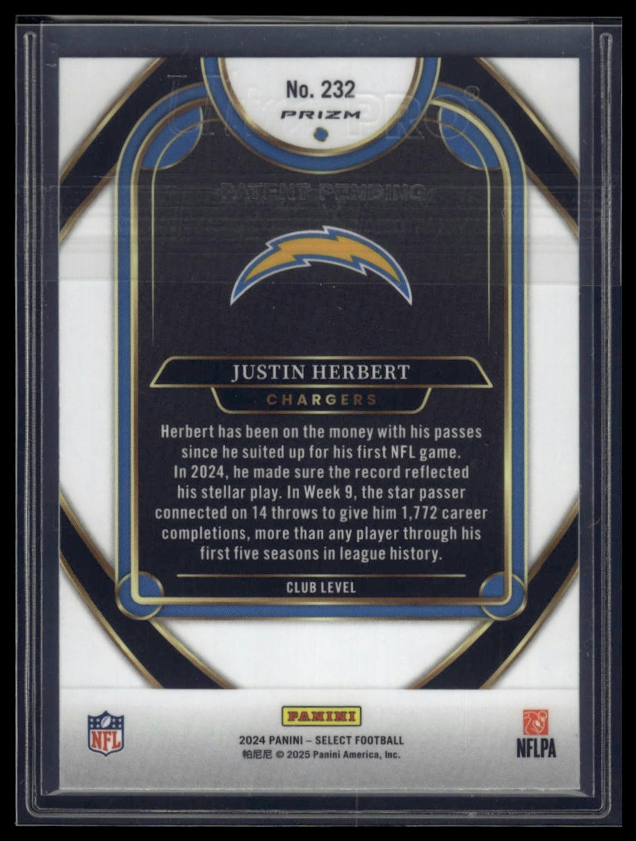 2024 Panini Select #232 Justin Herbert Disco Prizm